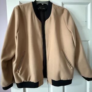 River Island Tan and Black Bomber Jacket